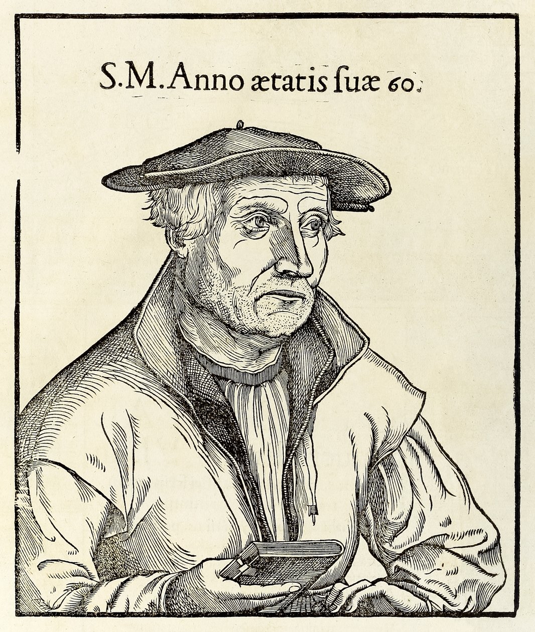 Portræt af Sebastian Munster fra en 1550-udgave af hans Cosmographia af Sebastian Munster