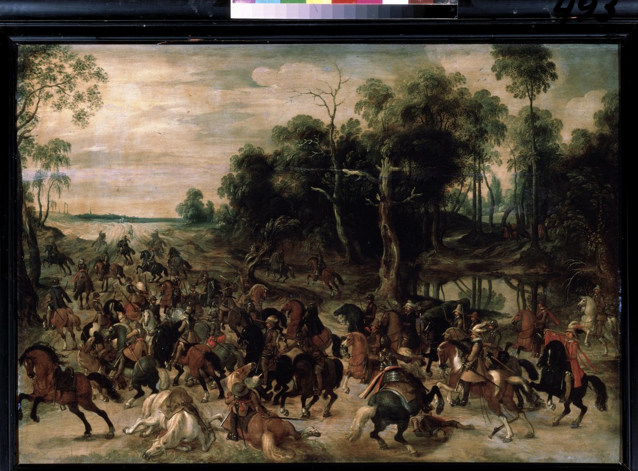 Kavaleriangreb, ca. 1615 (olie på træ) af Sebastian Vrancx