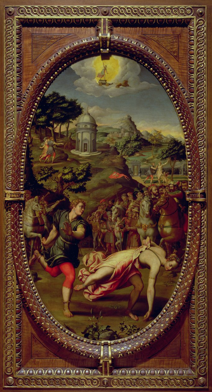 Atalanta og Hippomenes, 1572 (olie på skifer) af Sebastiano Marsili