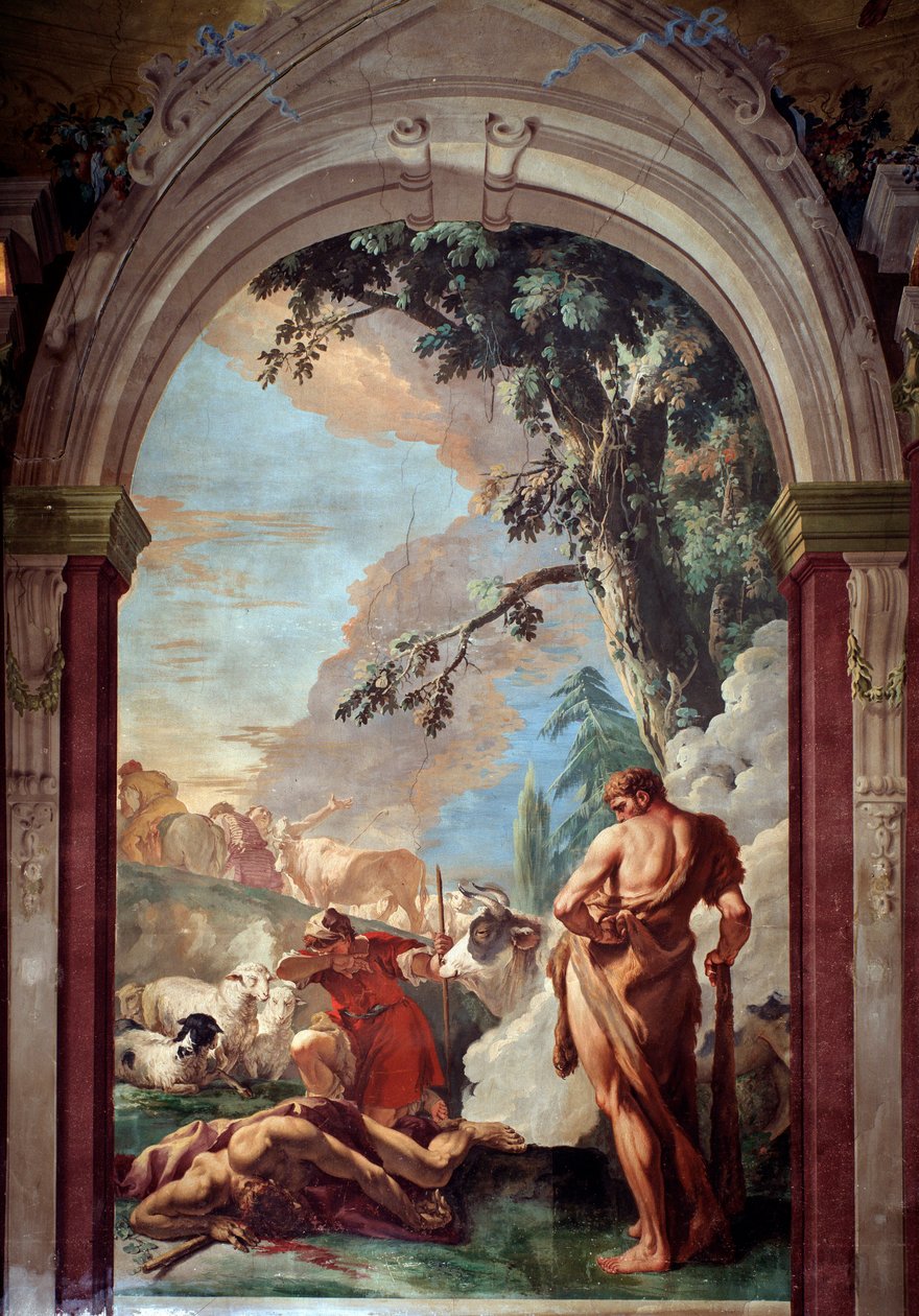 Hercules og Cacus - Fresco af Sebastiano Ricci