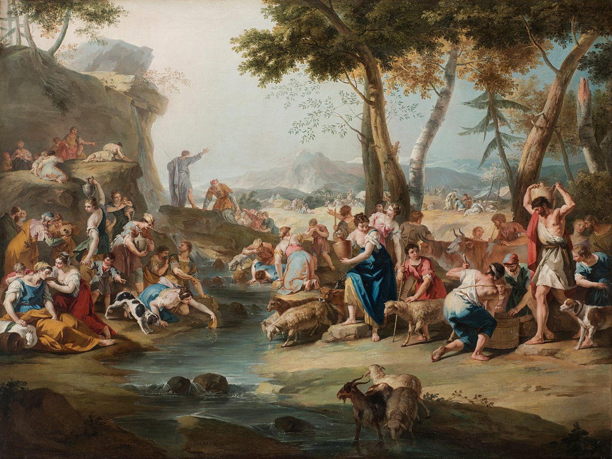 Moses slår klippen. af Sebastiano Ricci