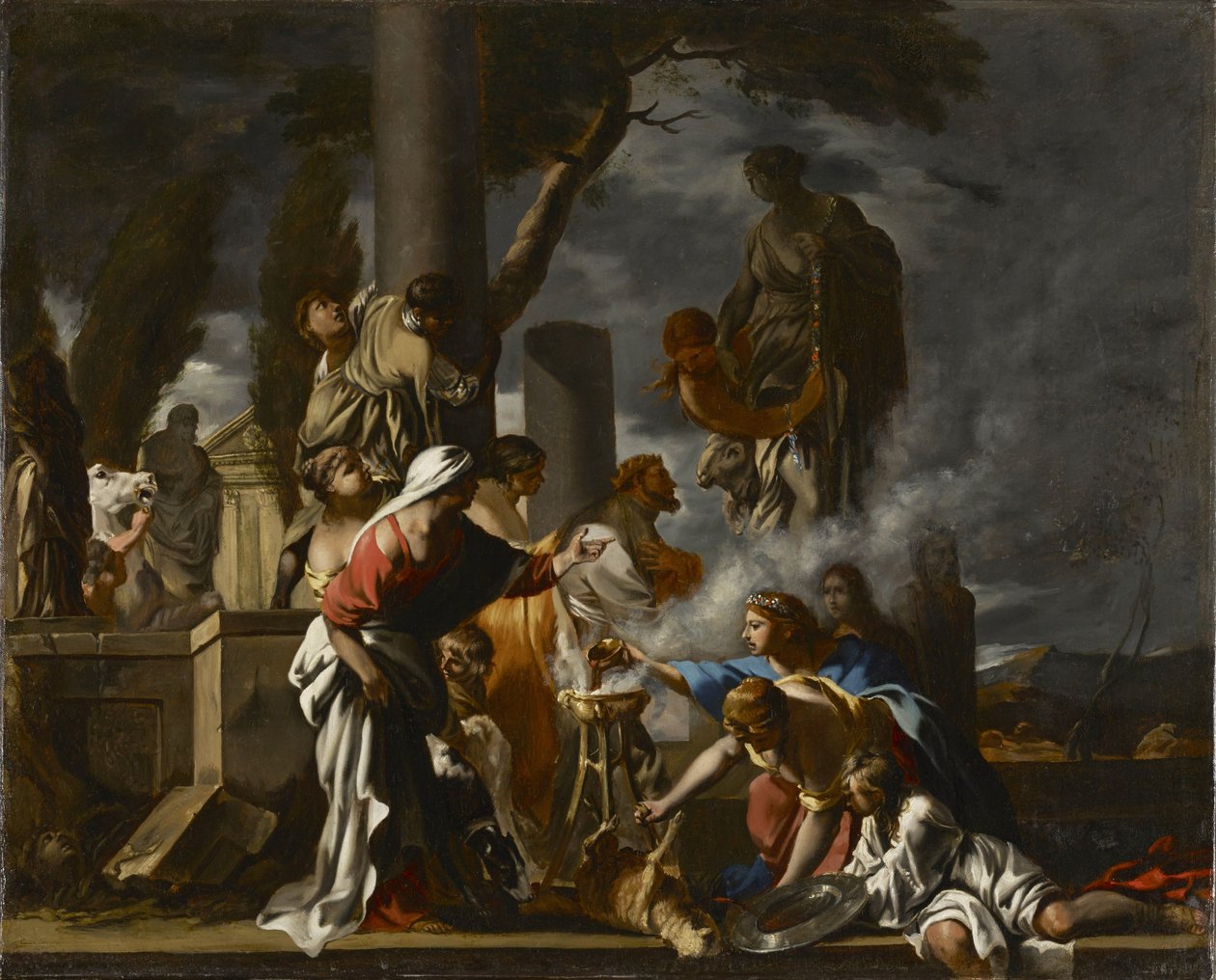 Kong Salomon ofrer til afguderne, ca. 1640 af Sébastien Bourdon