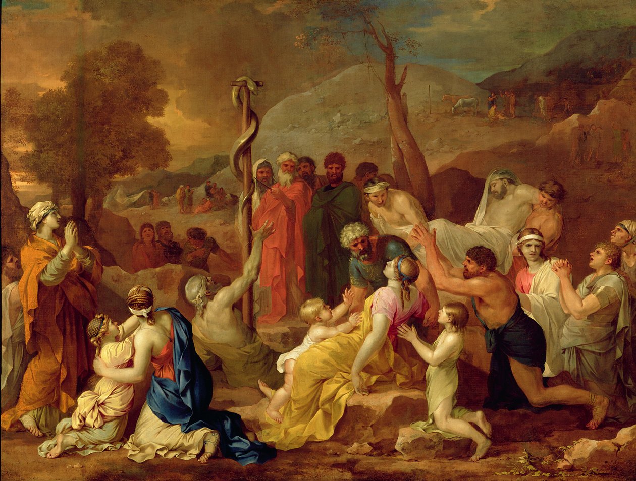 Moses og kobberslangen, ca.1653-54 af Sébastien Bourdon