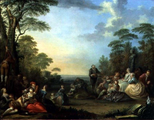 The Bird Catchers, 1750 (panel) (par til 87637) af Sebastien II Le Clerc