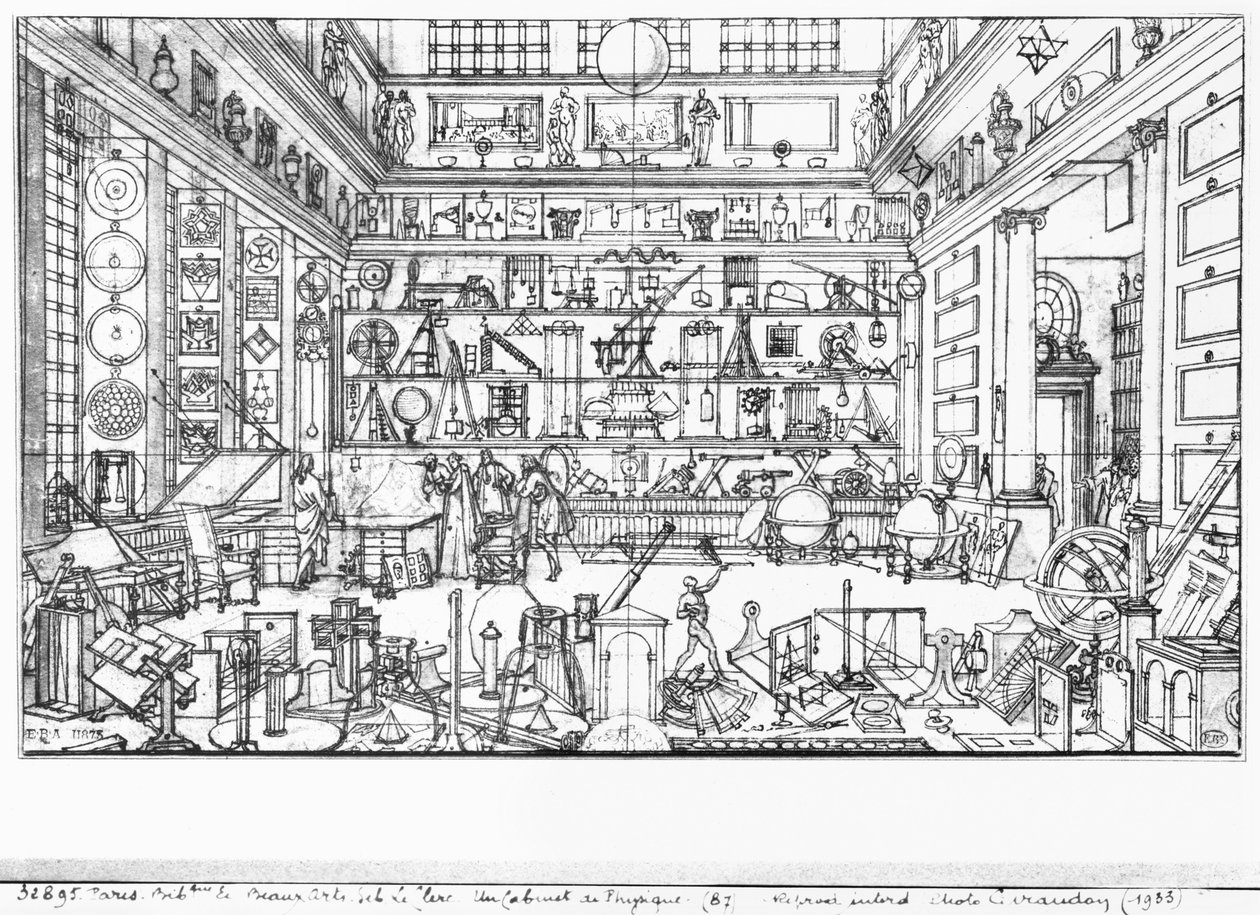 Fysikkens kabinet, 1687 af Sebastien I Le Clerc