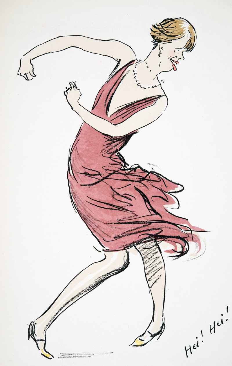Dancing Transvestite, fra White Bottoms, pub. 1927 (farvebloktryk) af Sem