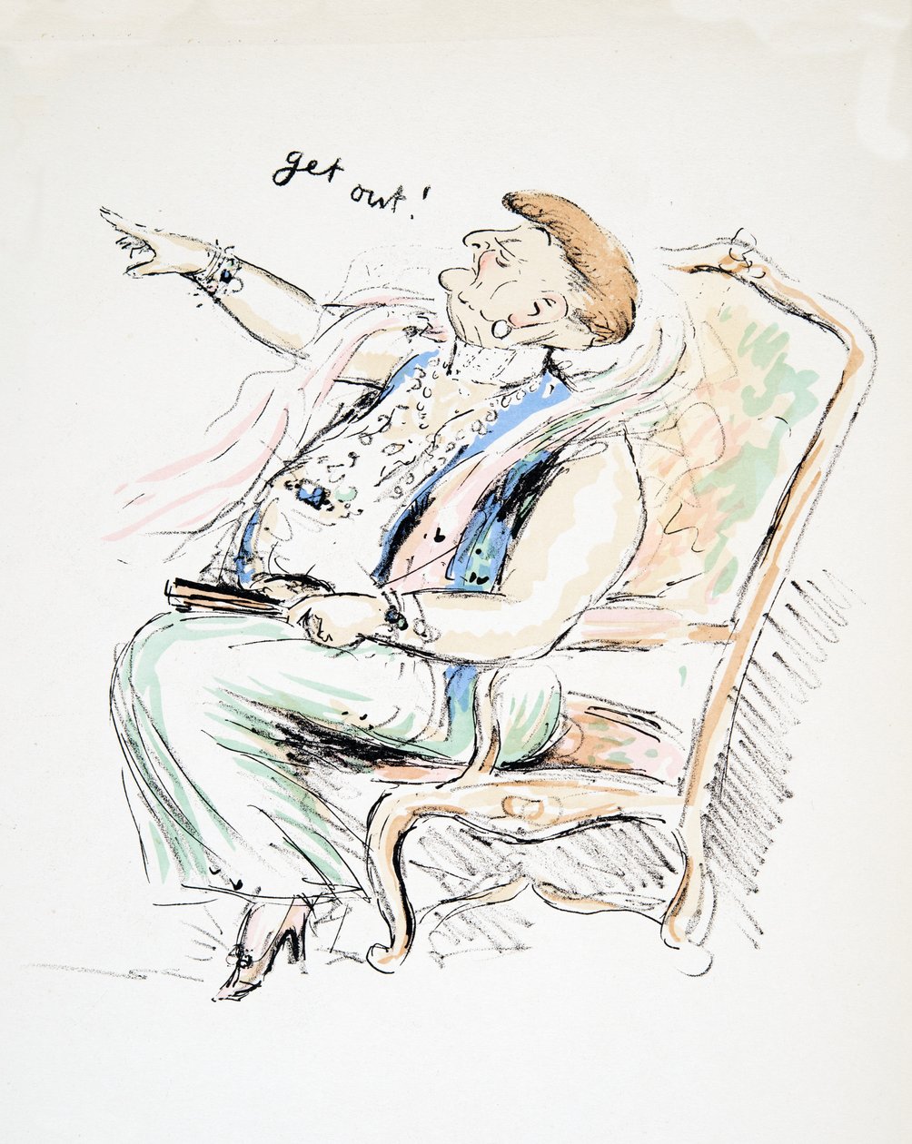 Get Out!, fra White Bottoms, pub. 1927 (farvebloktryk) af Sem