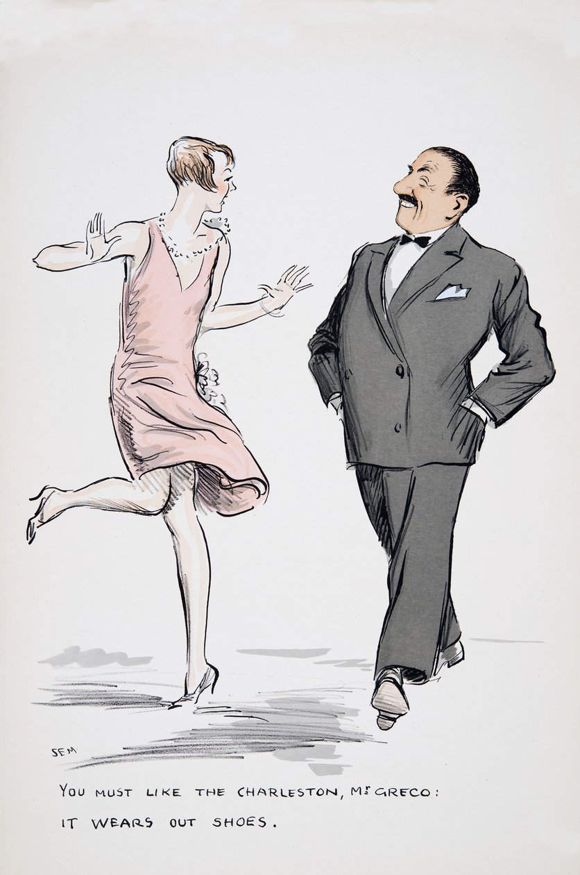 De må kunne lide Charleston, hr. Greco, det slider skoene op. fra White Bottoms, pub. 1927 (farvebloktryk) af Sem