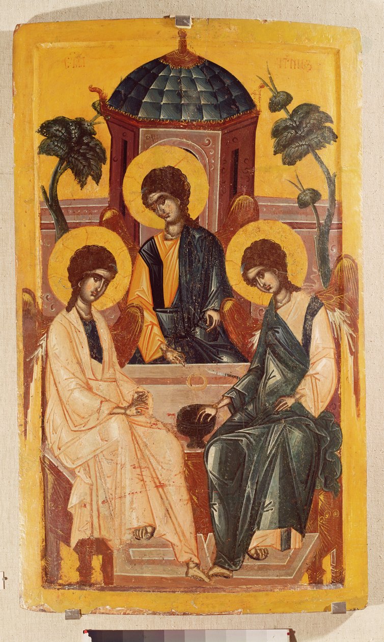 Den Hellige Treenighed (tempera på panel) af Serbian School