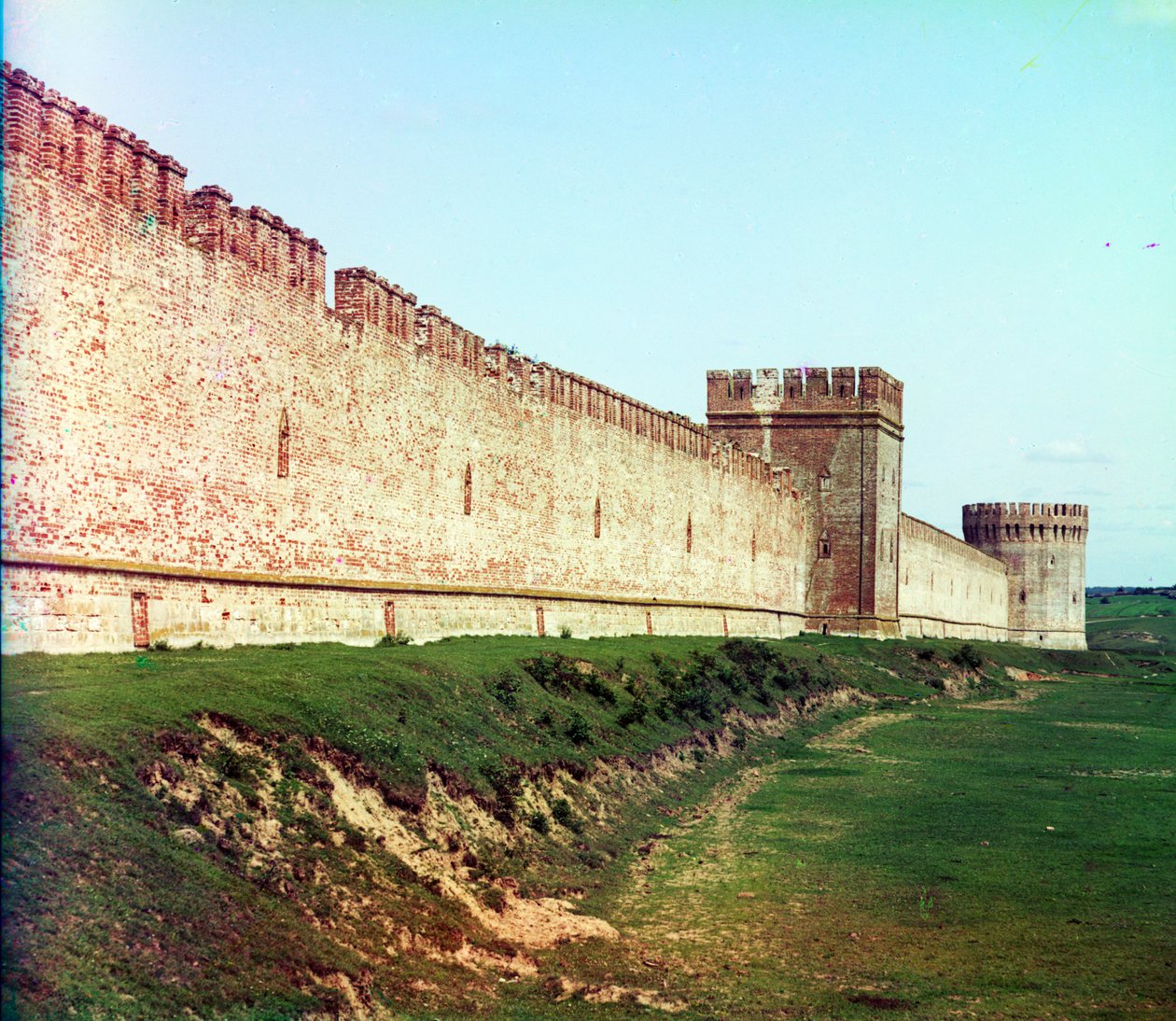 Fæstningsmur med Veselukha tårn. Smolensk, Rusland, udgivet i 1912 af Sergei Mikhailovich Prokudin Gorskii