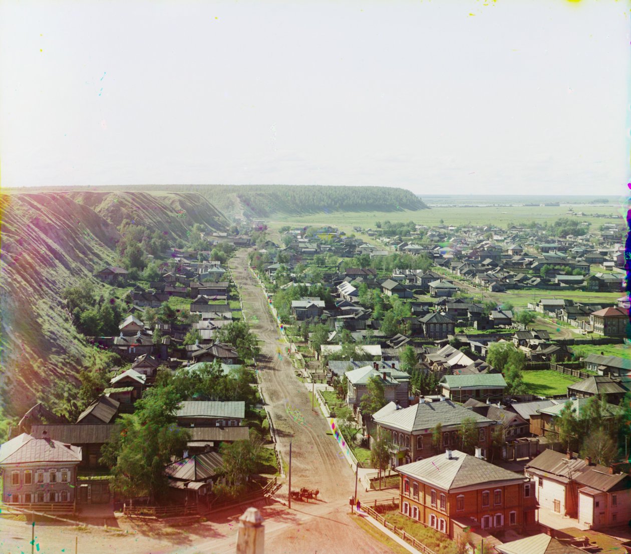Byen Tobolsk (fra Assumption Cathedral), hvor zar Nicholas og hans familie i 1917 efter februarrevolutionen boede i guvernørens palæ, 1905-1915 af Sergey Prokudin Gorsky