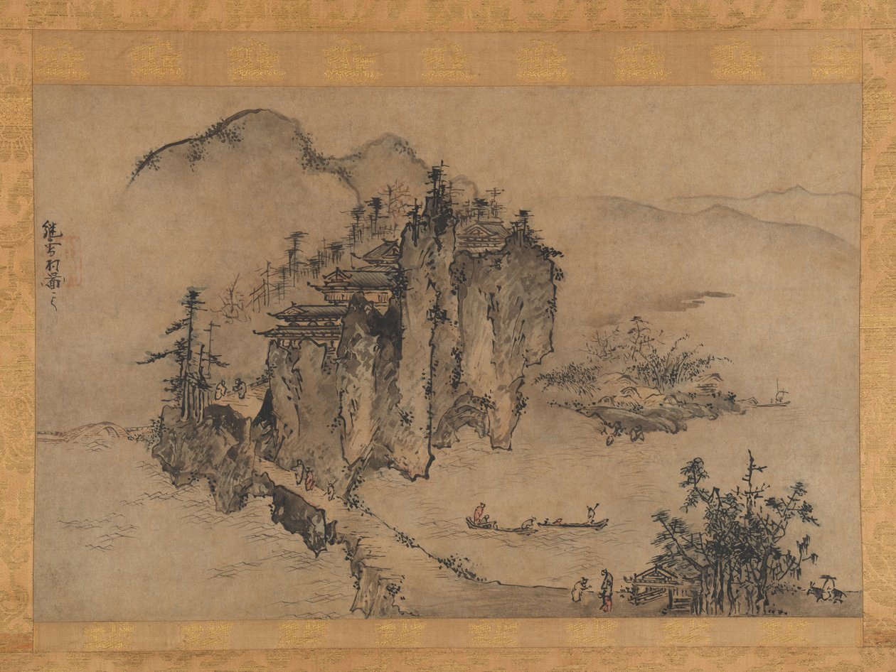 Landskab med klippeafgrund, 1500-tallet. af Sesson Shukei