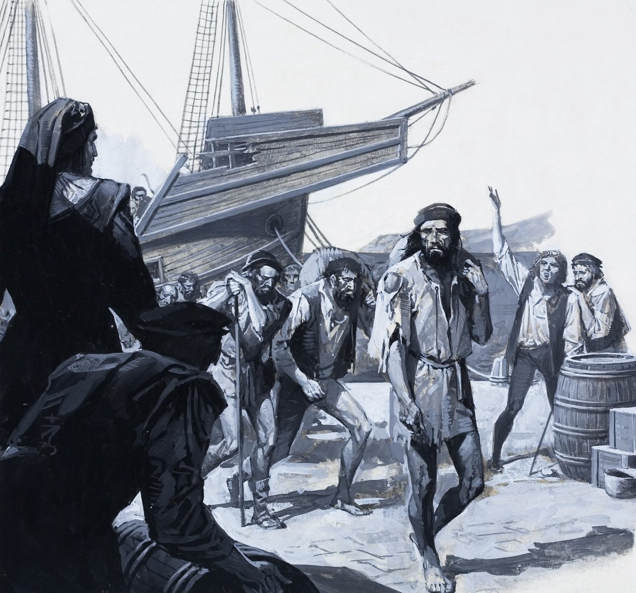 Magellans mænd (gouache på papir) af Severino Baraldi
