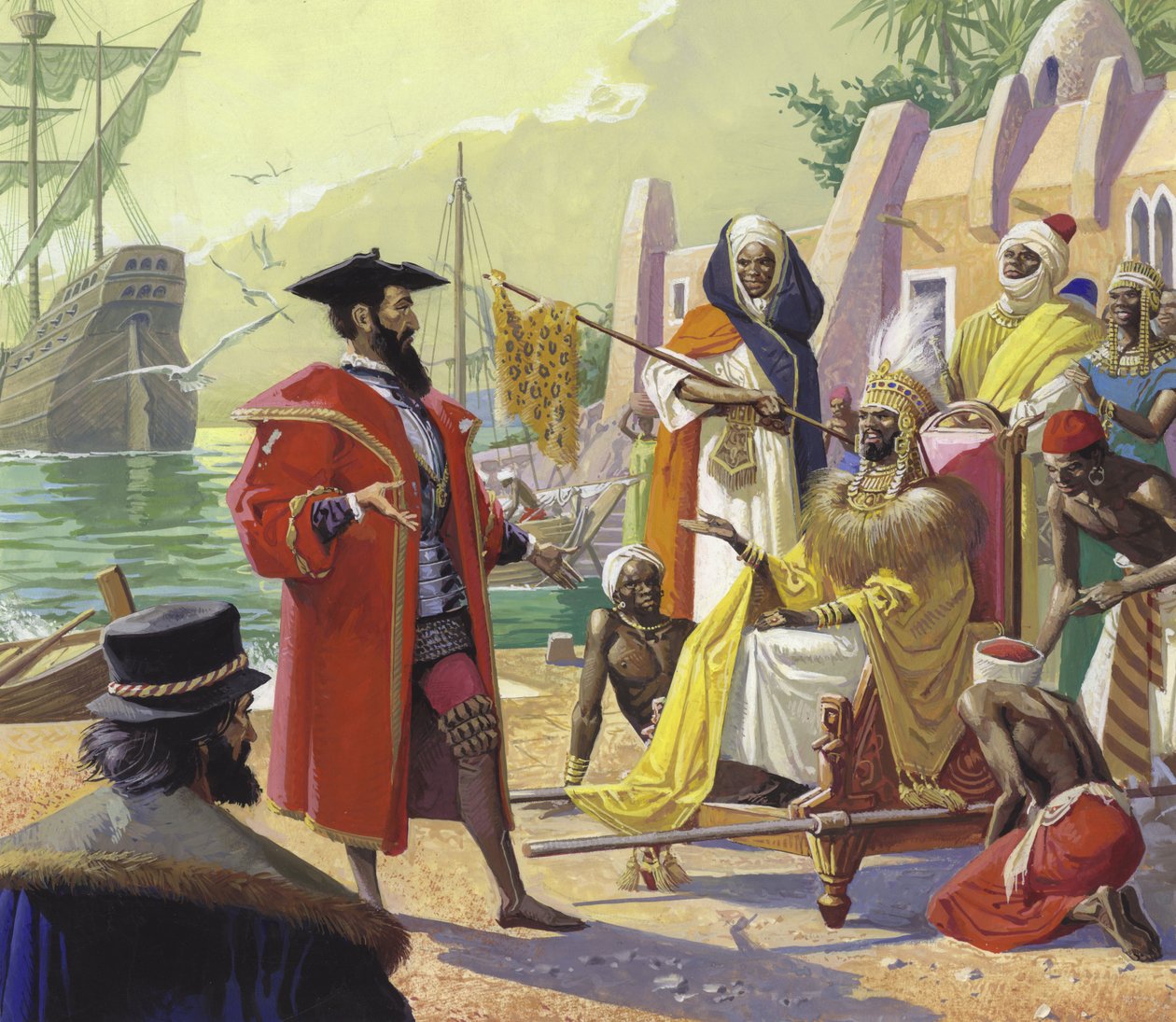 Vasco de Gama (1469-1524) (gouache på papir) af Severino Baraldi