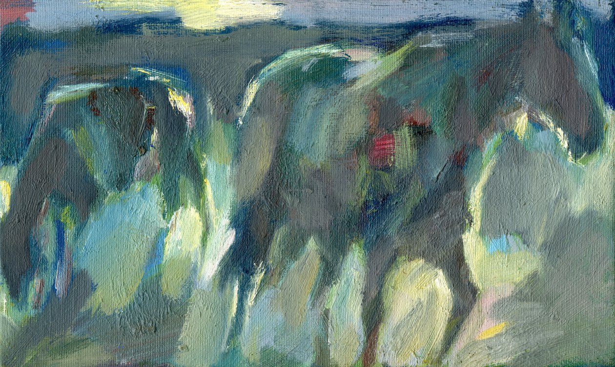 Horses Evening, 2024 (olie på plade) af Shaun Carey