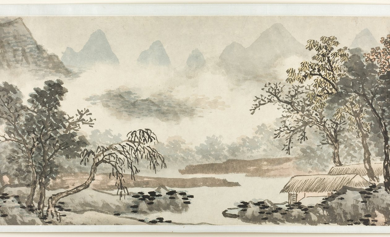 Skyer over floden før regn 溪雲欲雨圖 af Shen Zhou