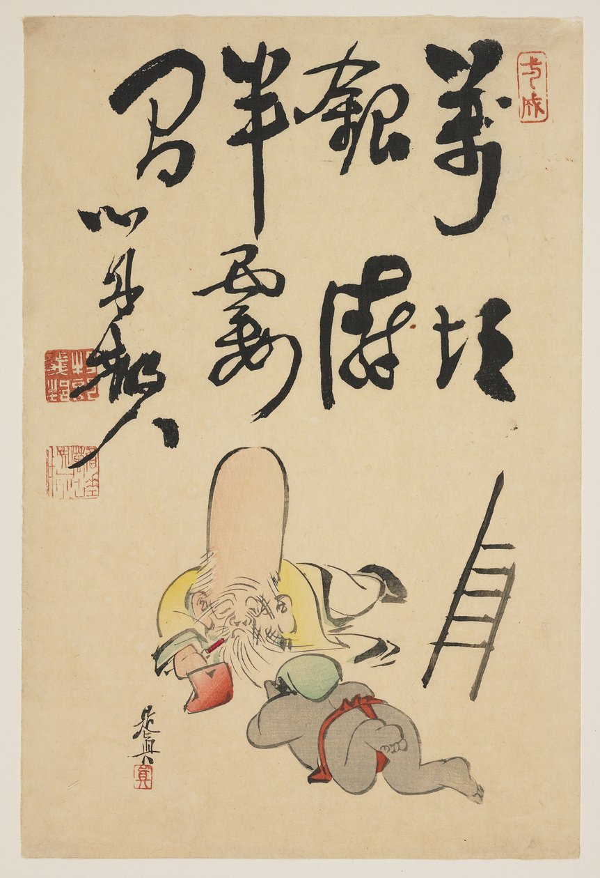 (Fukurokuju og Daikoku guder) af Shibata Zeshin