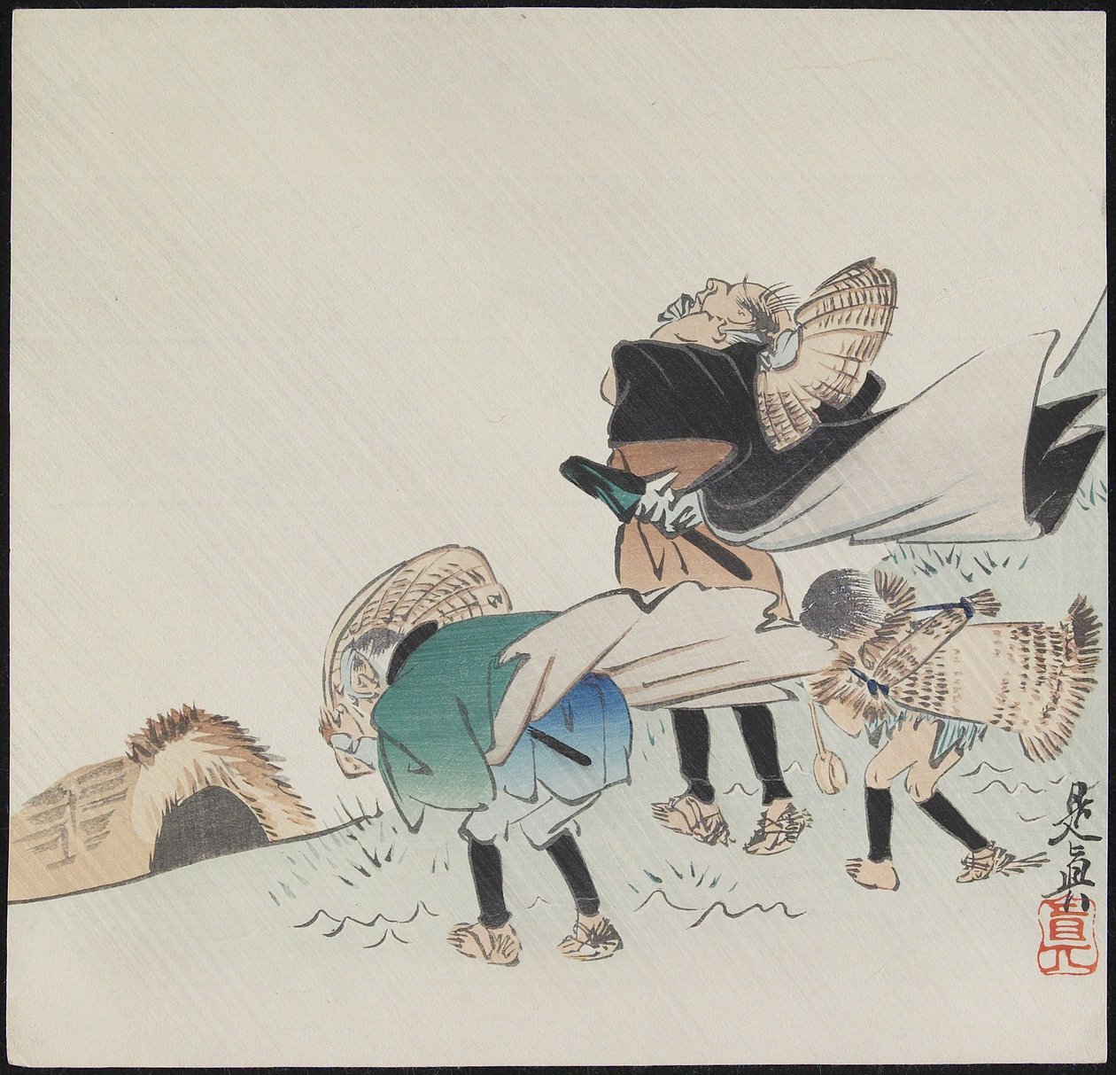 Rejsende i en storm af Shibata Zeshin