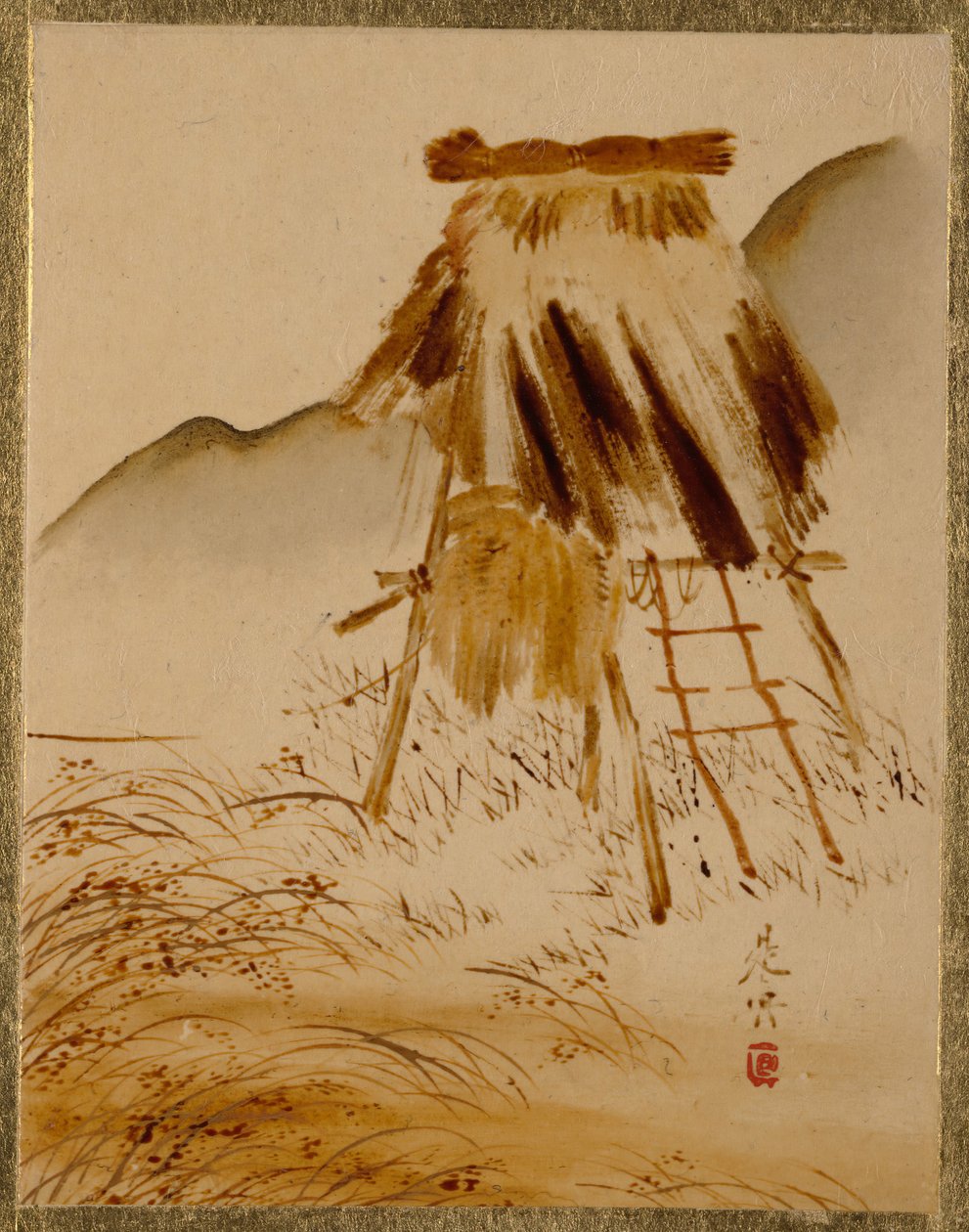 Ristørrende stel. af Shibata Zeshin