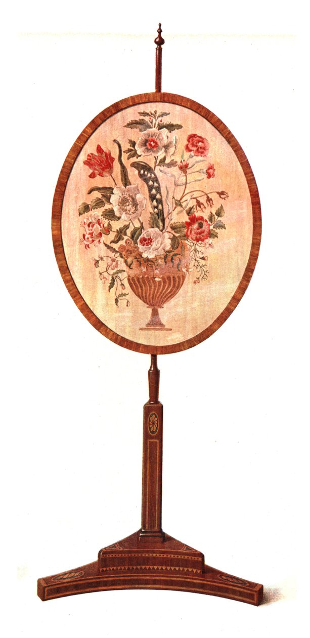 Indlagt mahogni stangskærm, 1908. af Shirley Charles Llewellyn Slocombe