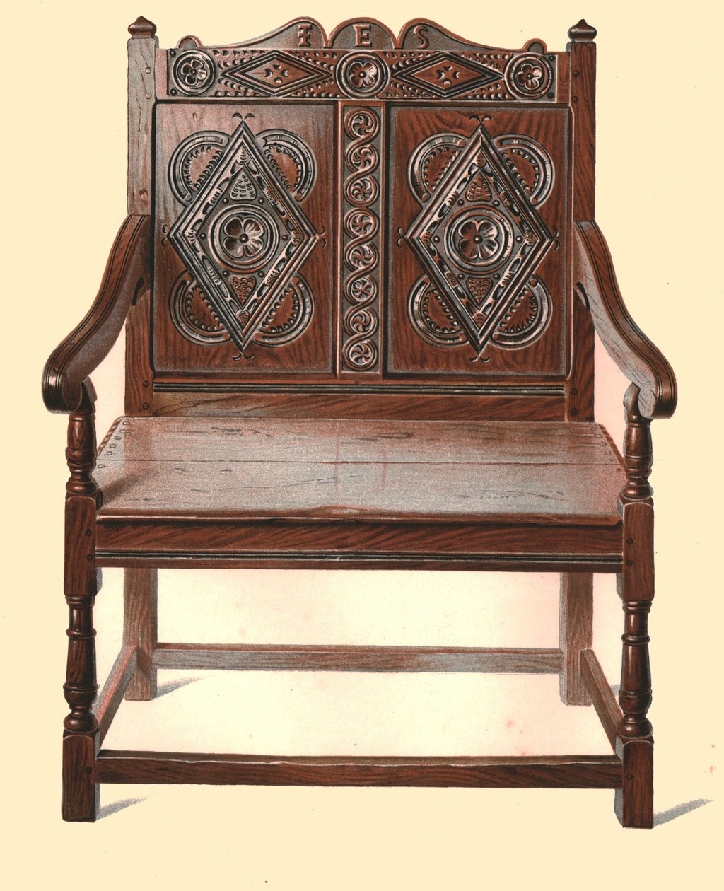 Dobbeltstol af walisisk eg, 1904 af Shirley Charles Llewellyn Slocombe