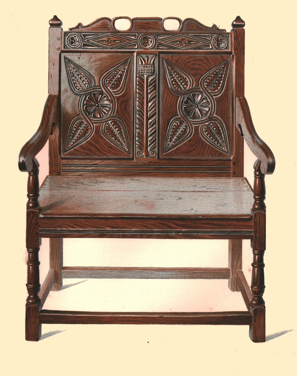 Dobbeltstol af walisisk eg, 1904 af Shirley Charles Llewellyn Slocombe