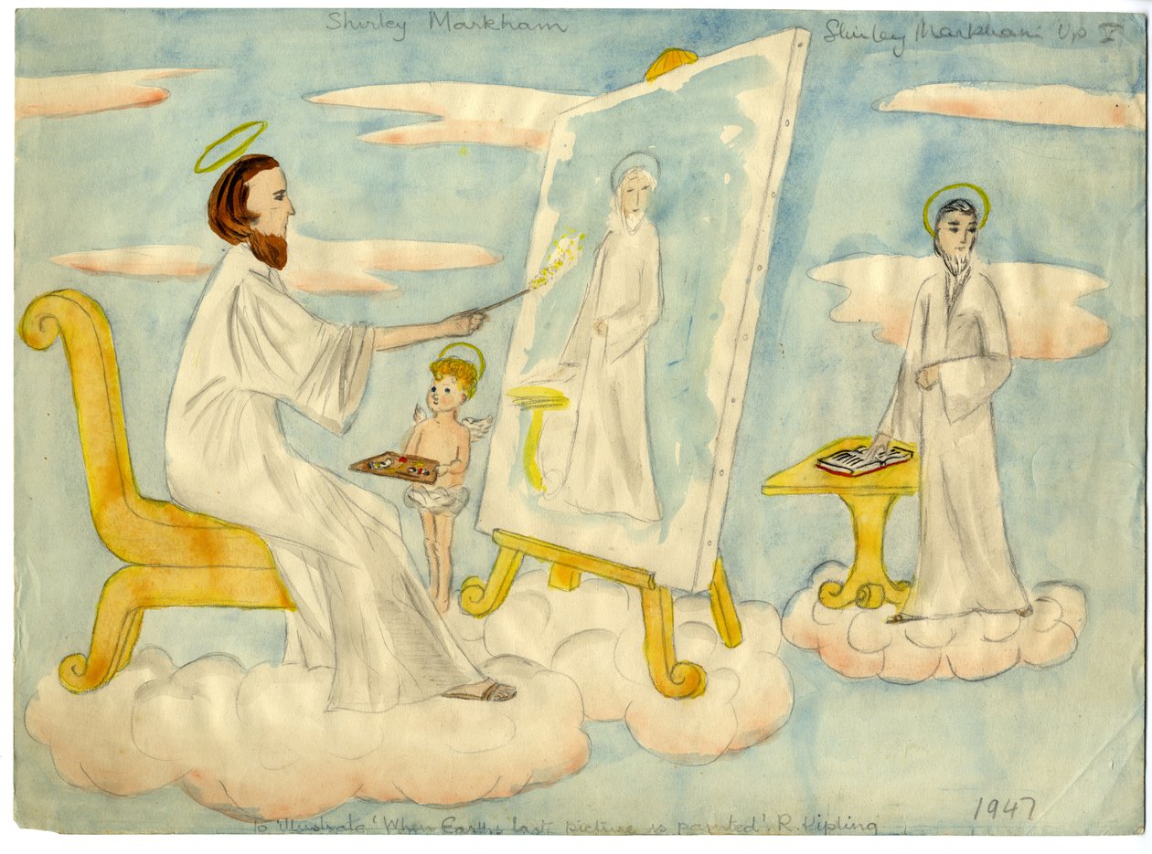 Engel maler et billede, 1947. af Shirley Markham