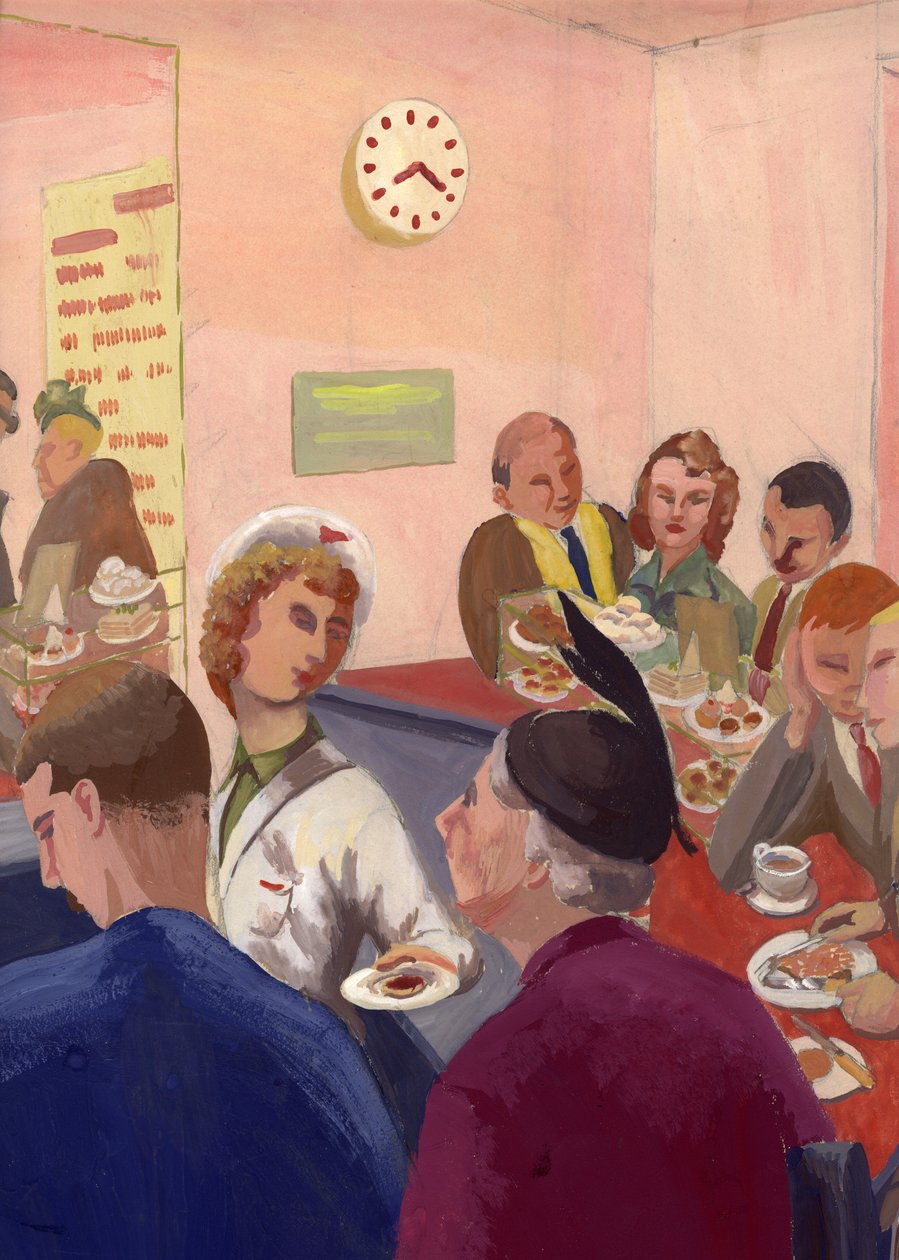 Cafe interiør, London, c1950. af Shirley Markham