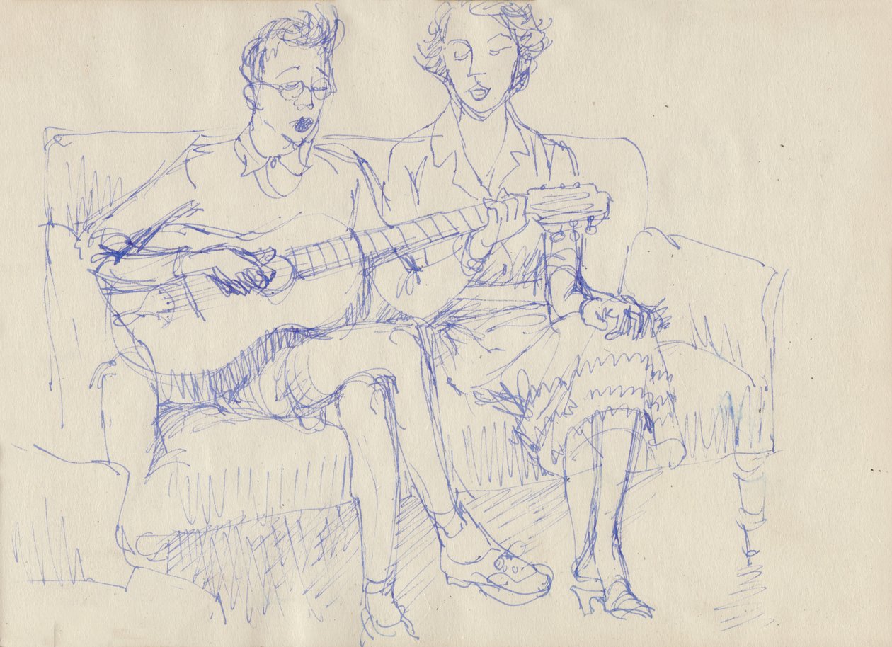 Par med en guitar, c1950. af Shirley Markham