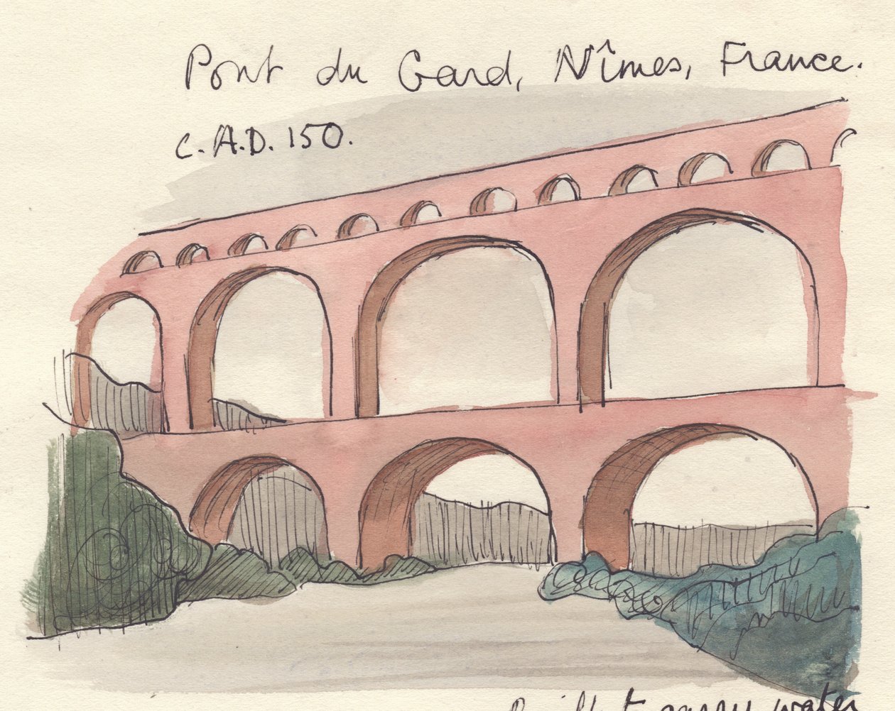 Pont du Gard, 1951. af Shirley Markham