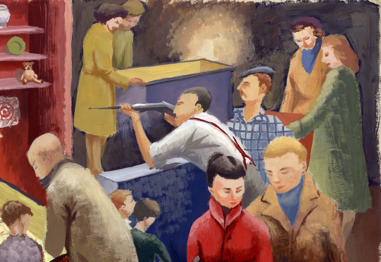 Riflebane ved et messeområde, c1950. af Shirley Markham