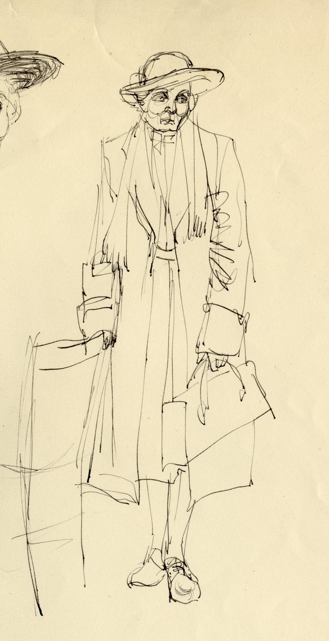 Stående kvinde i hat, 1953. af Shirley Markham