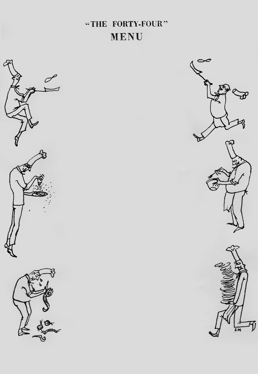 The Fourty-Four restaurant menu, c1955. af Shirley Markham