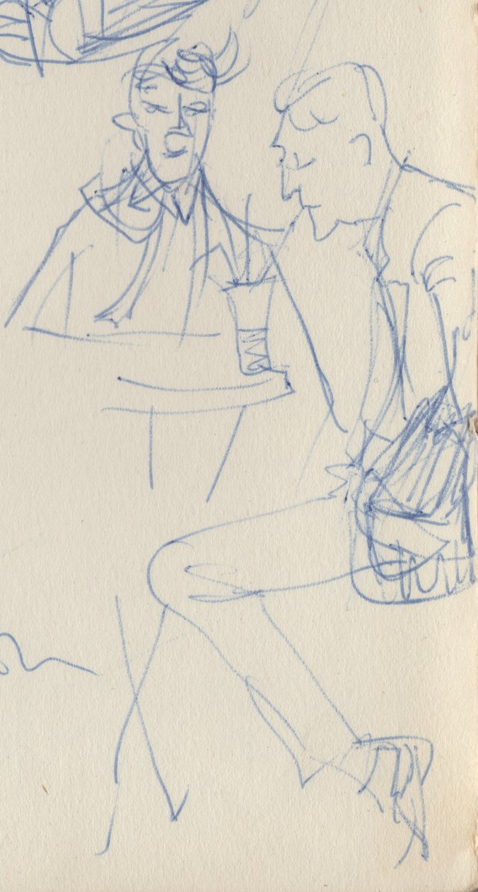 To mænd ved et cafebord, ca. 1950. af Shirley Markham