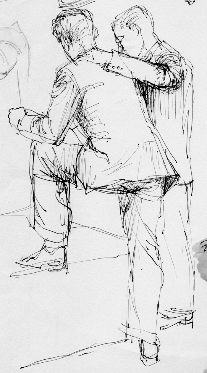 To mænd stående, 1953. af Shirley Markham