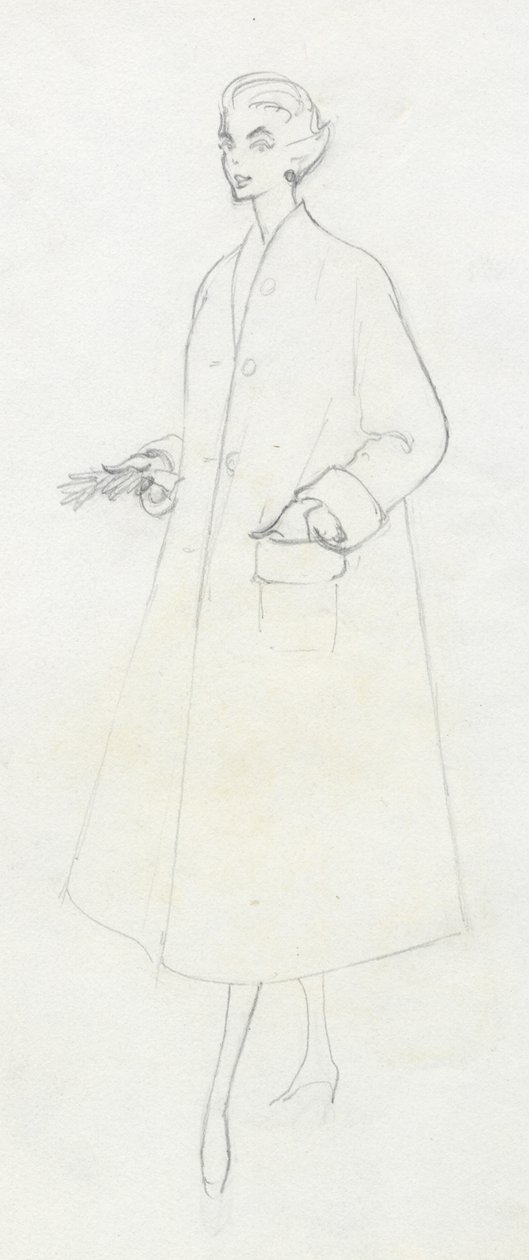 Kvinde i duster coat, c1950. af Shirley Markham
