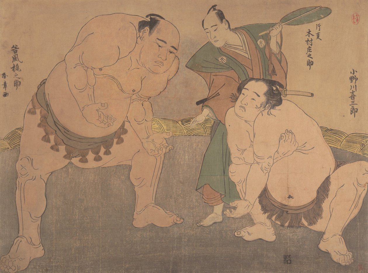 Wrestlerne, ca. 1785. af Shunsho