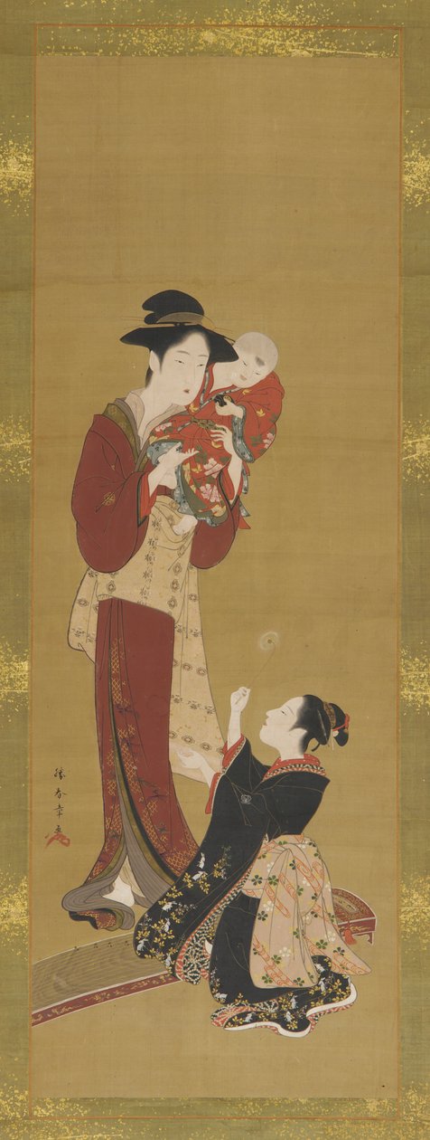Kvinde, en baby og en ung pige, 1726-1868. af Shunsho
