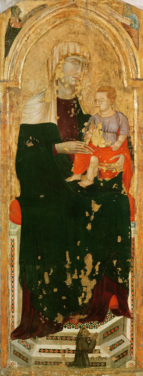 Jomfru og barn og broder Corrado (tempera på panel) af Sienese School