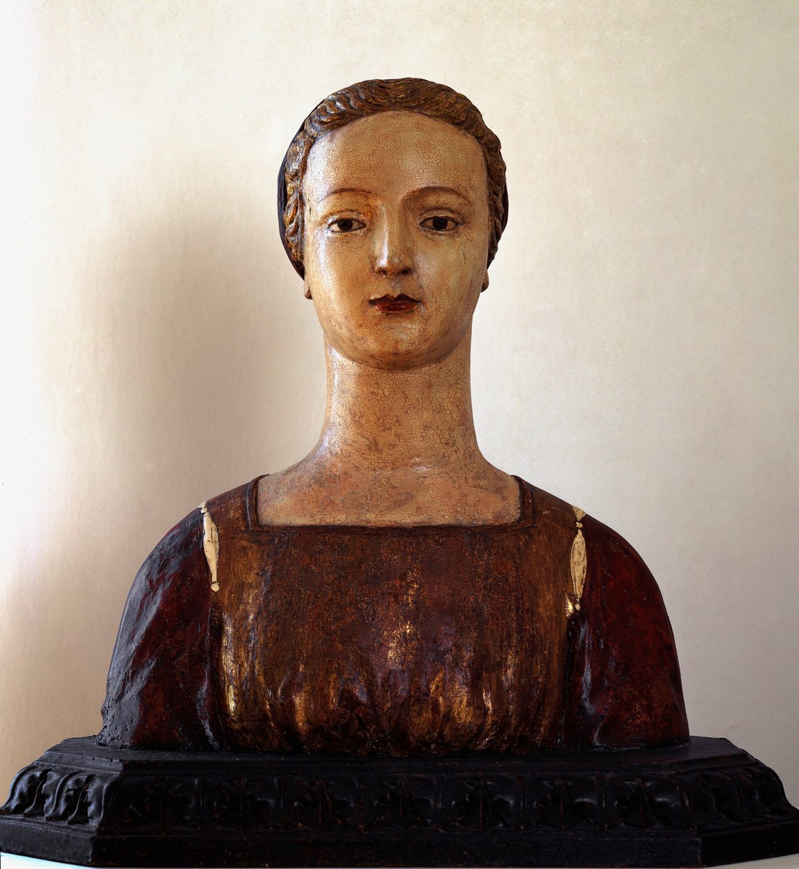 Ung dame (polykrom træskulptur af Sienese School