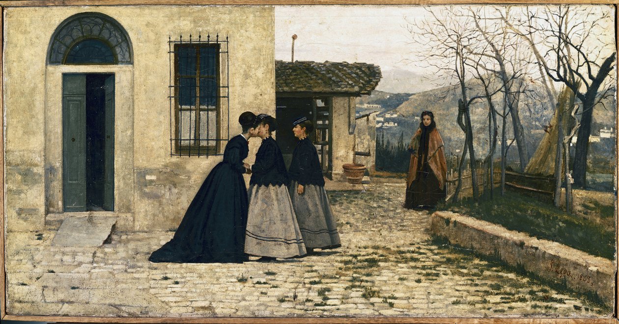 Besøget (olie på lærred af Silvestro Lega