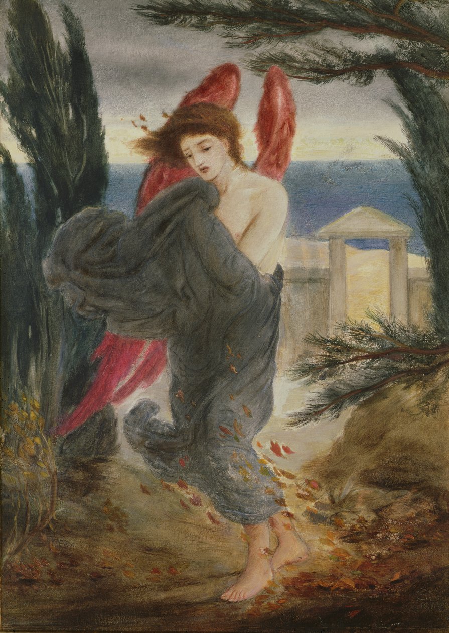 Love in Autumn, ca. 1860 (gouache på papir lagt på lærred) af Simeon Solomon