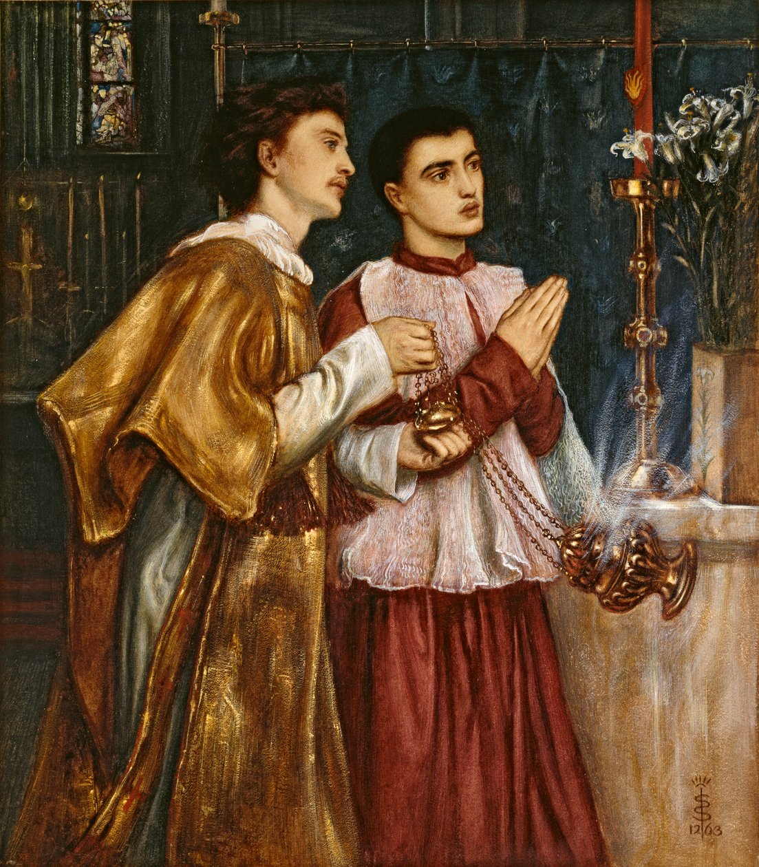 Two Acolytes Censing: Pentecost, 1863 af Simeon Solomon