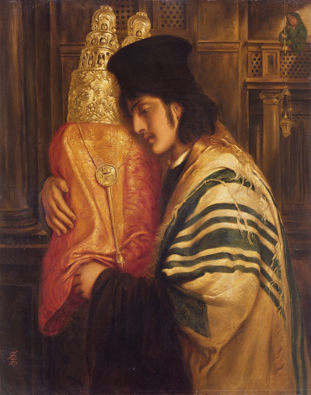 Ung rabbiner, der holder Toraen, 1871 af Simeon Solomon