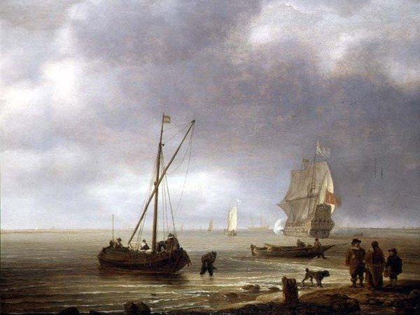 En fregat affyrer en salut af Simon de Vlieger