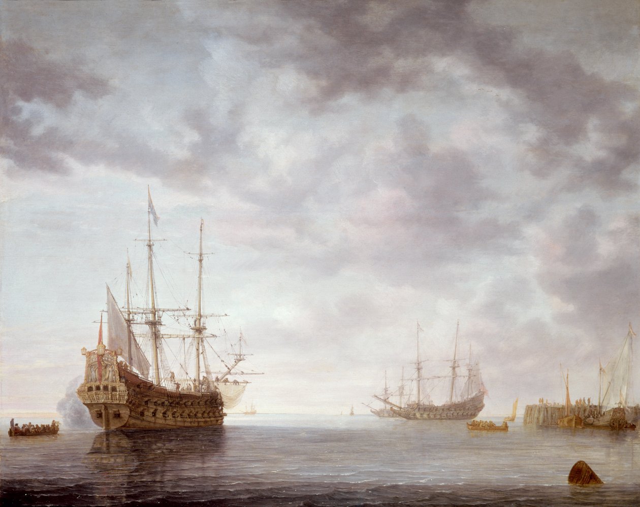 Hollandske krigsmænd for anker, ca.1650 af Simon de Vlieger