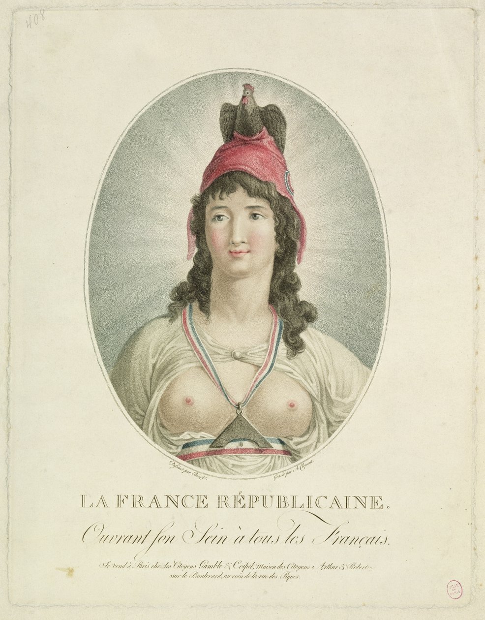 Den franske republikaner, graveret af A. Clement af Louis Simon Boizot