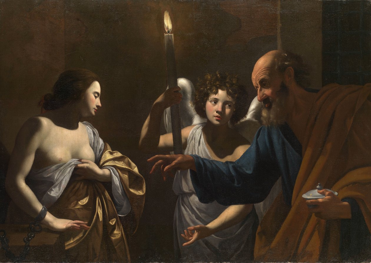 Sankt Peter besøger Saint Agatha i fængsel af Simon Vouet