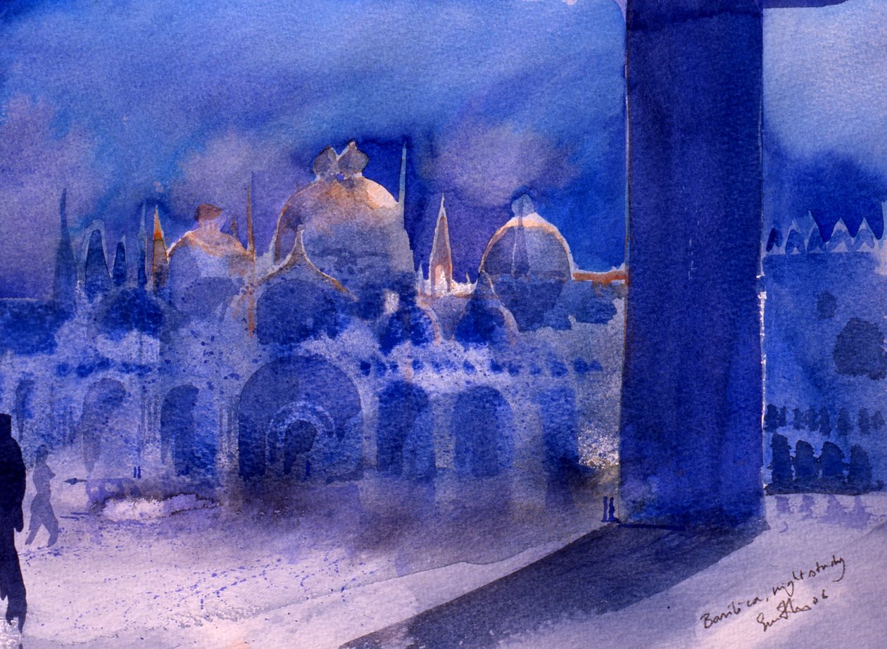 Basilika, natstudie, 2006 (akvarel på papir) af Simon Fletcher