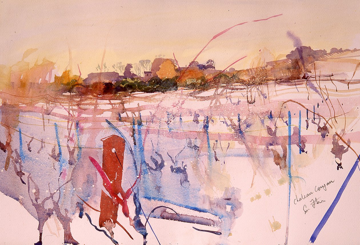 Chateau Coujan, vinter, 2004 (akvarel) af Simon Fletcher